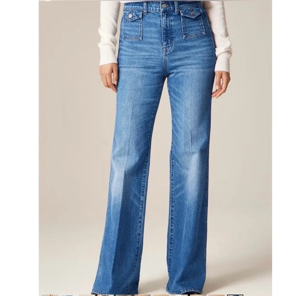 NEW J.Crew Womens Flare High Rise Jeans 27 Patch Pocket Western Fall Preppy Boho